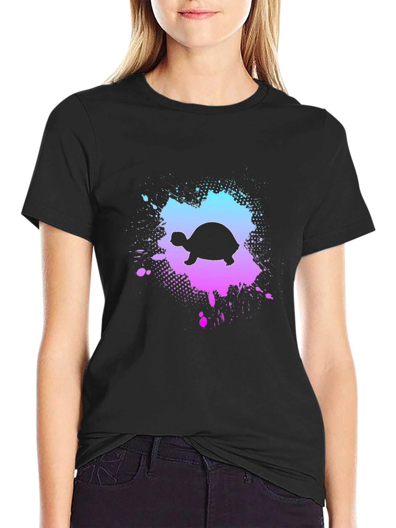Turtle Splash Graphic Black T-Shirt