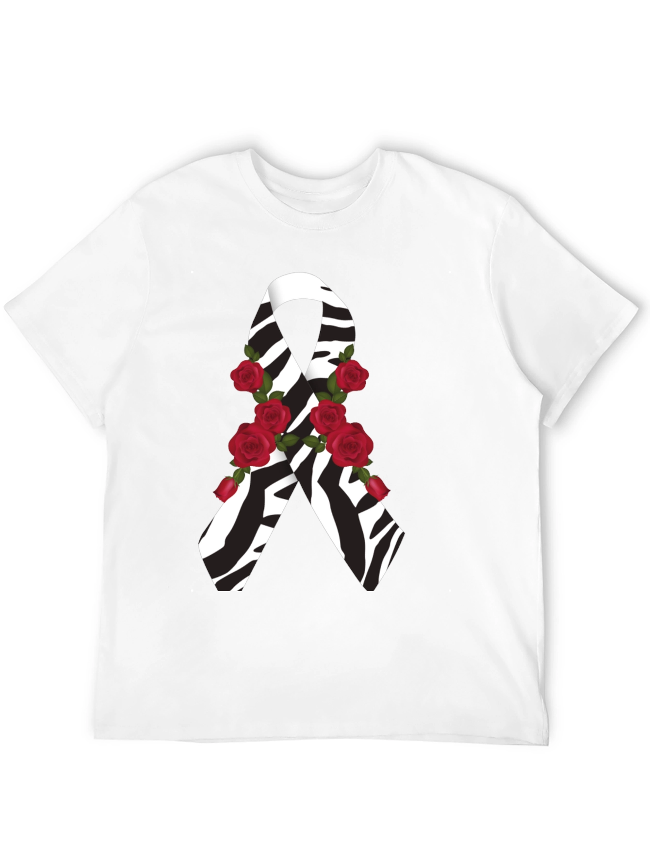 Zebra Stripe Awareness Ribbon Rose Graphic Tee