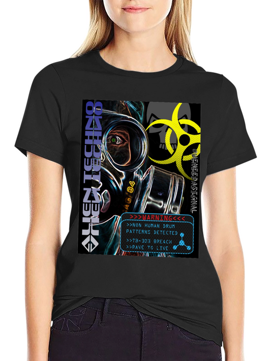 Alien Techno Gas Mask Graphic Tee - Rave to Live