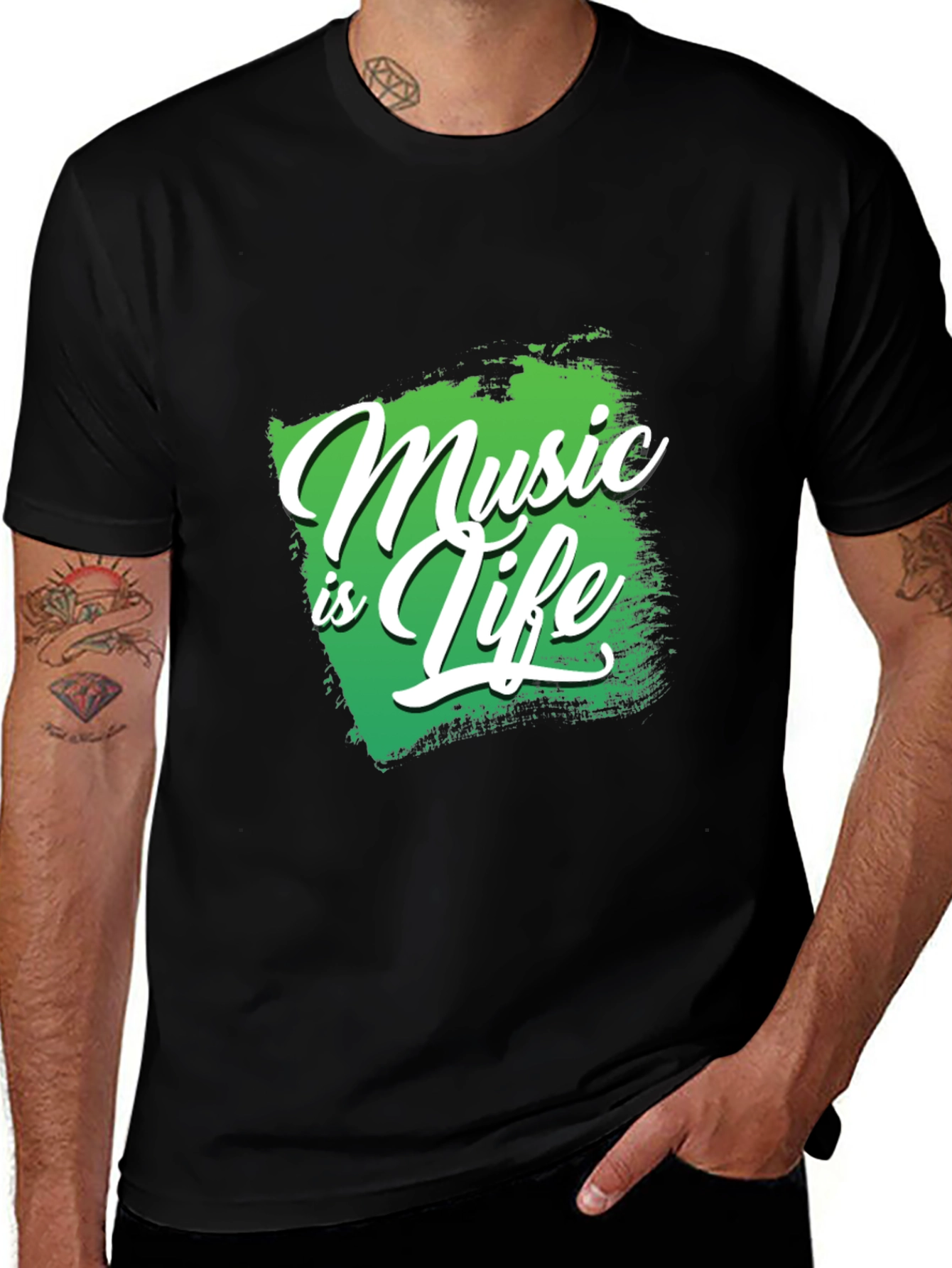 Music is Life Black Graphic Tee