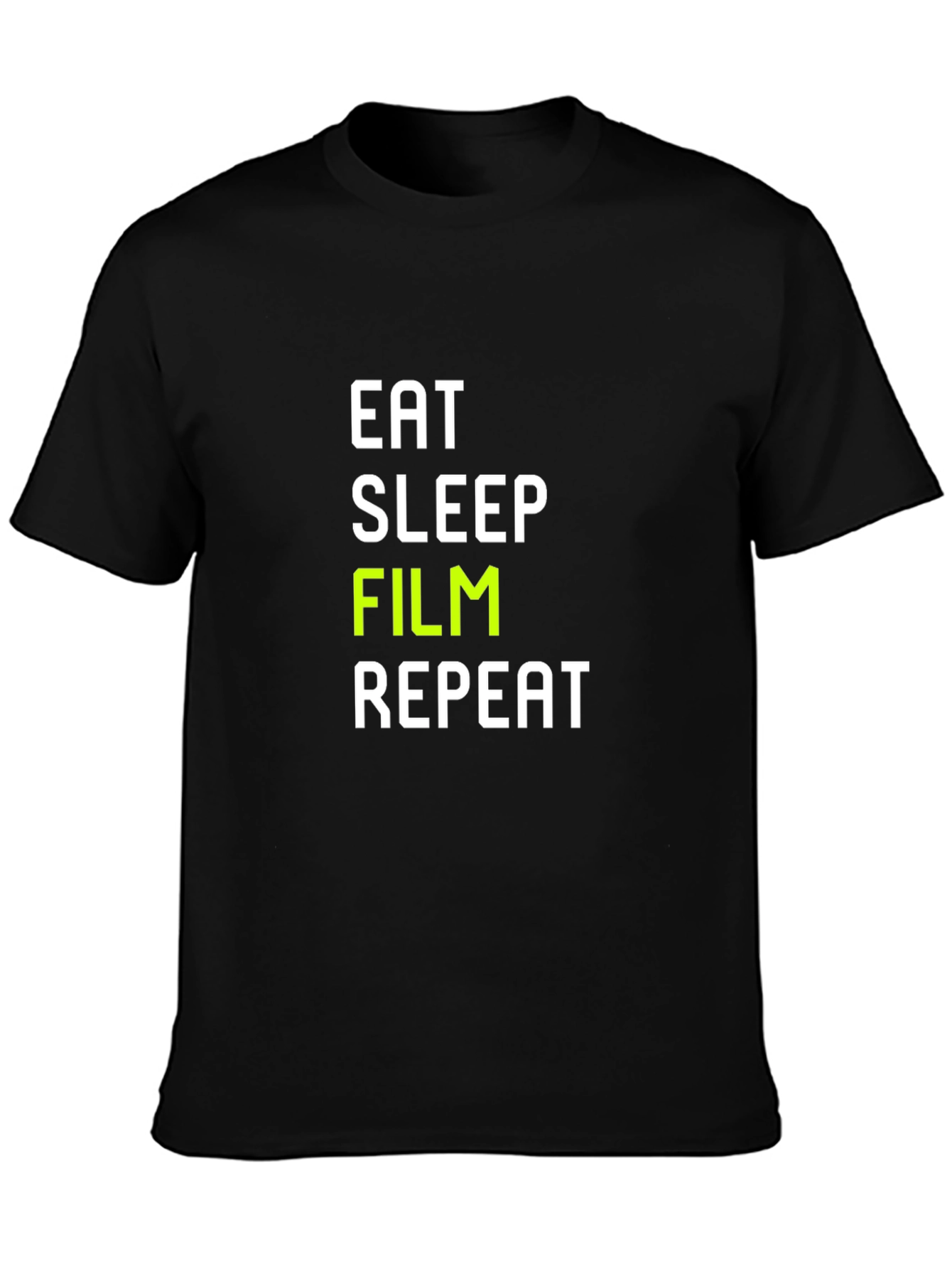 Eat Sleep Film Repeat - Crew Neck T-Shirt