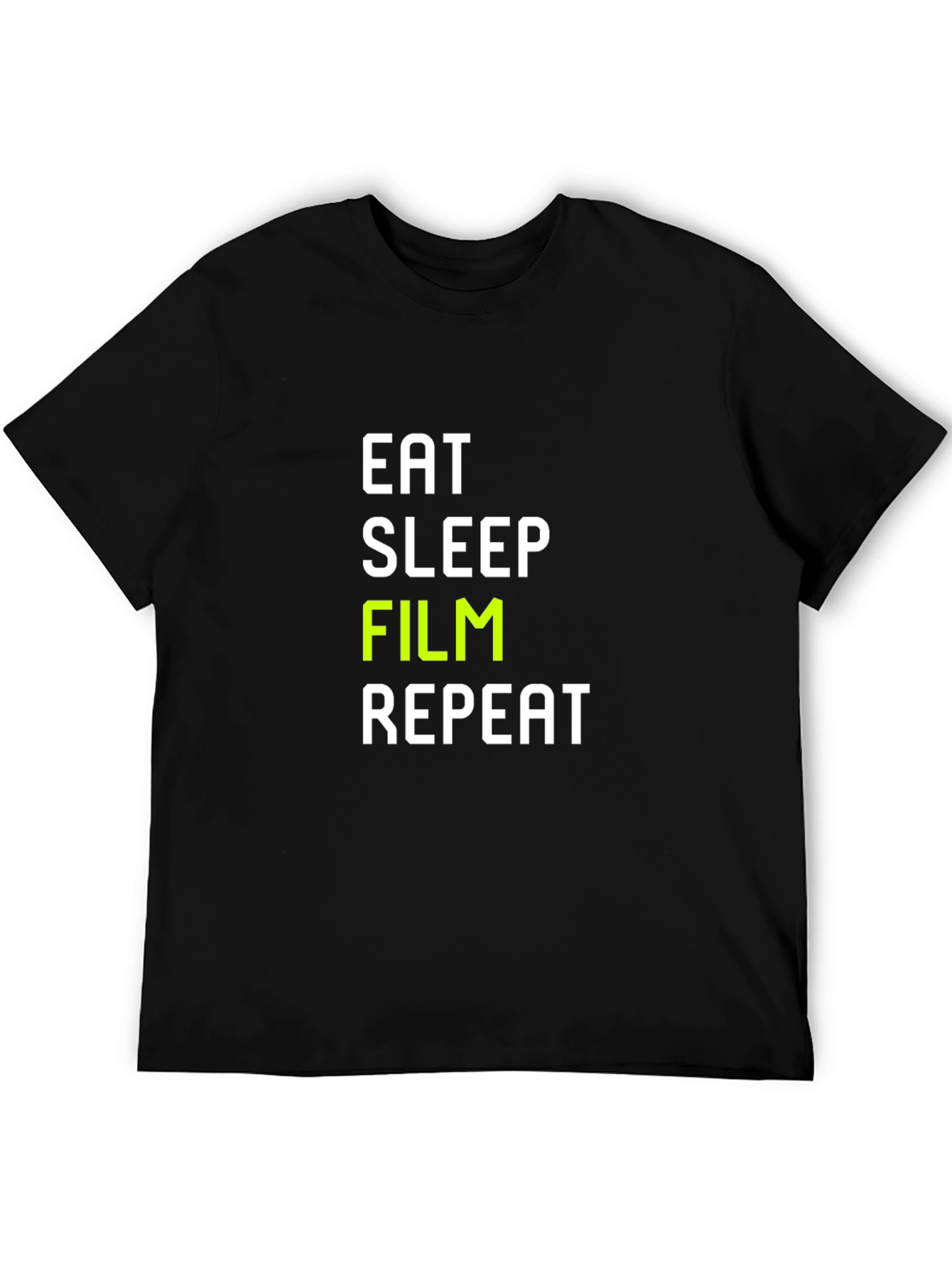 Eat Sleep Film Repeat - Crew Neck T-Shirt