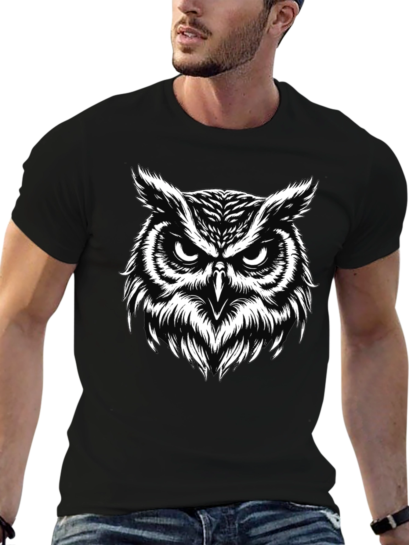 Cool Owl Graphic Black T-Shirt