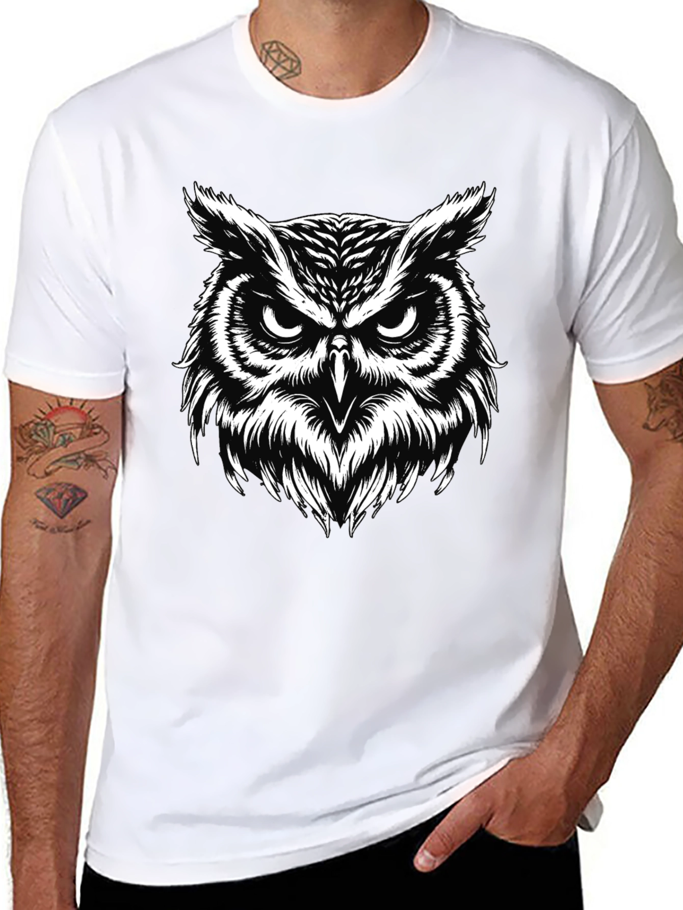 Cool Owl Graphic Black T-Shirt