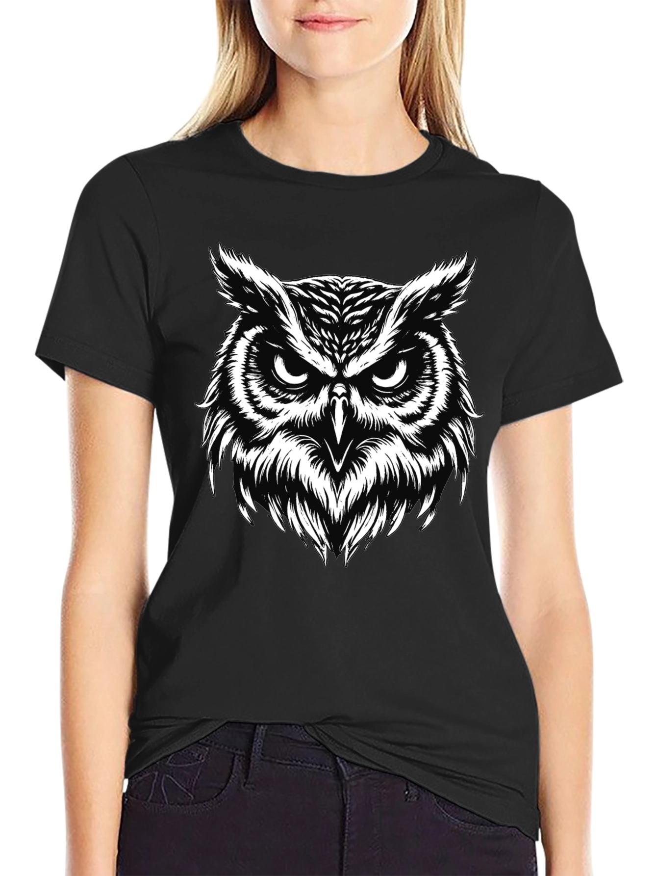 Cool Owl Graphic Black T-Shirt