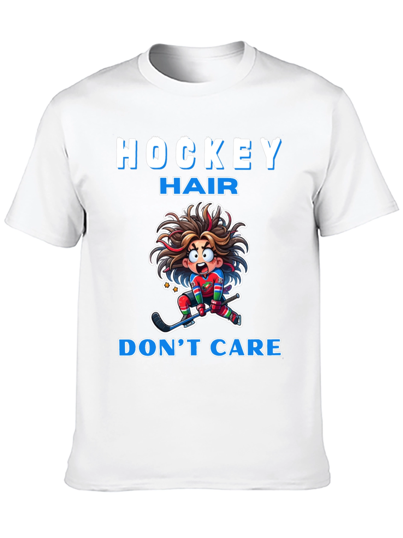Hockey Hair Dont Care Graphic T-Shirt