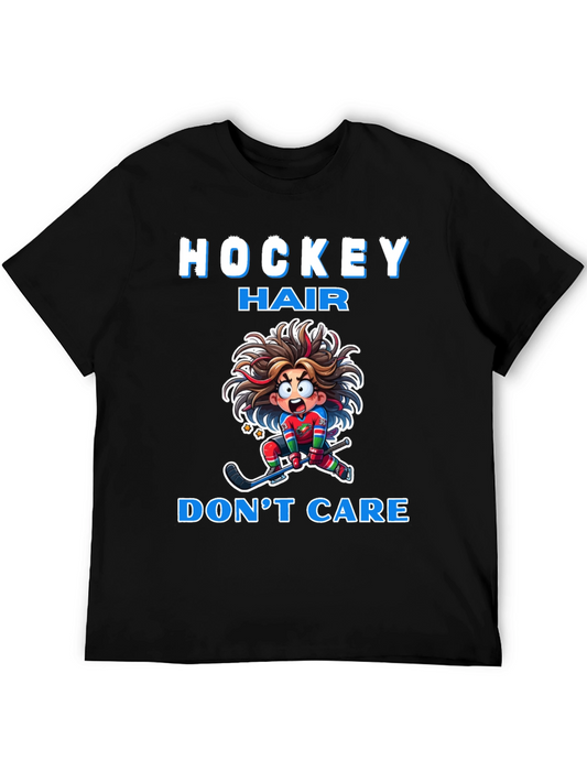 Hockey Hair Dont Care Graphic T-Shirt