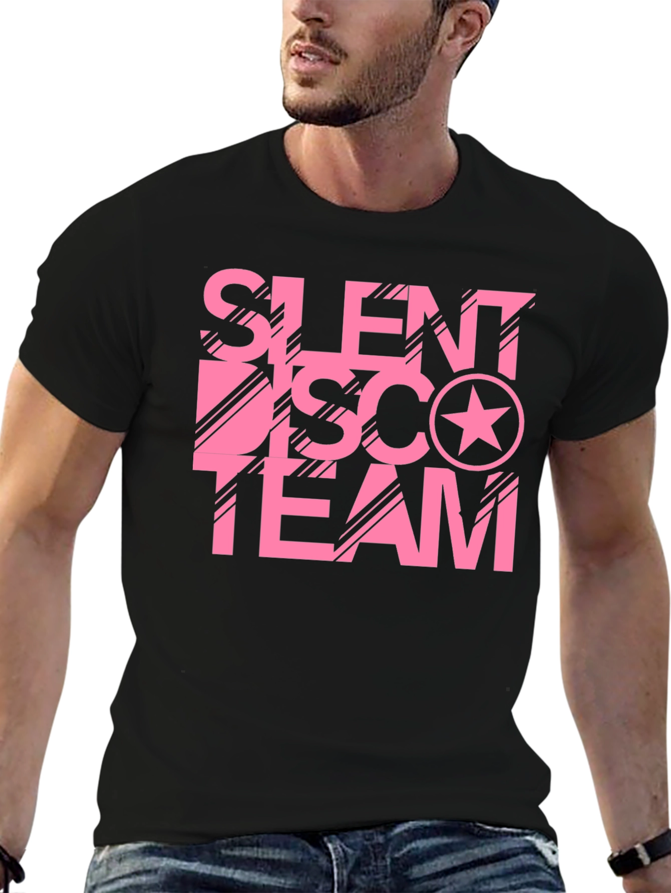 Silent Disco Team Black Cotton Graphic Tee