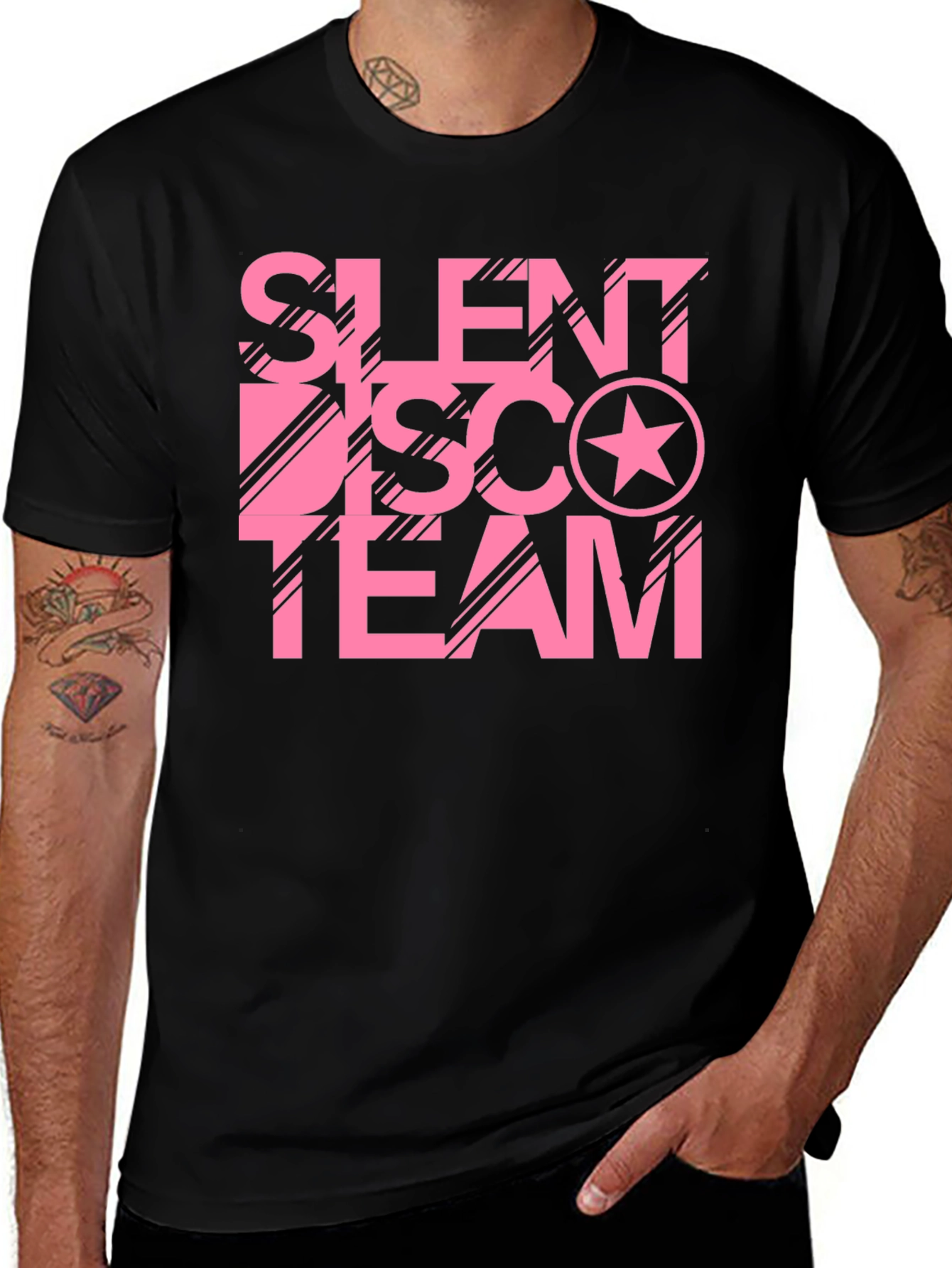 Silent Disco Team Black Cotton Graphic Tee