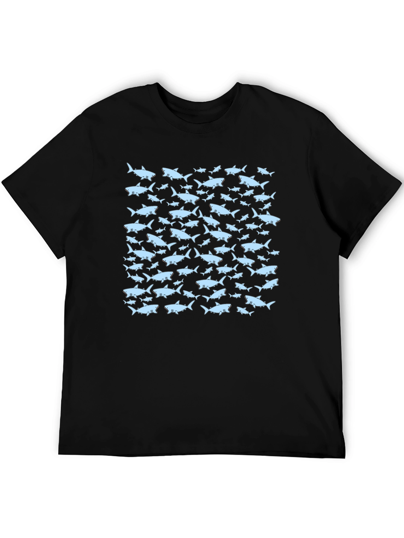 Shark Pattern Black T-Shirt