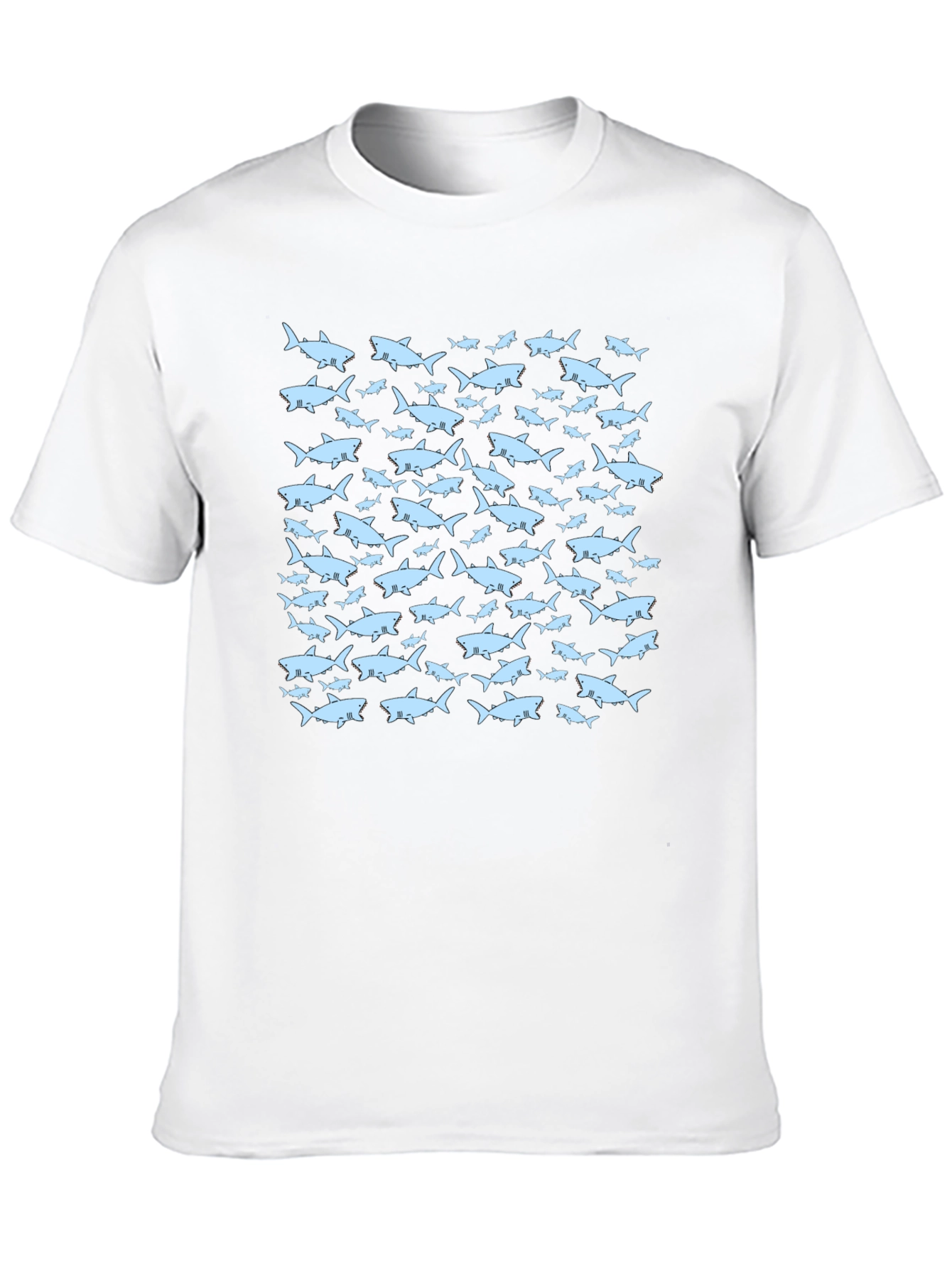 Shark Pattern Black T-Shirt