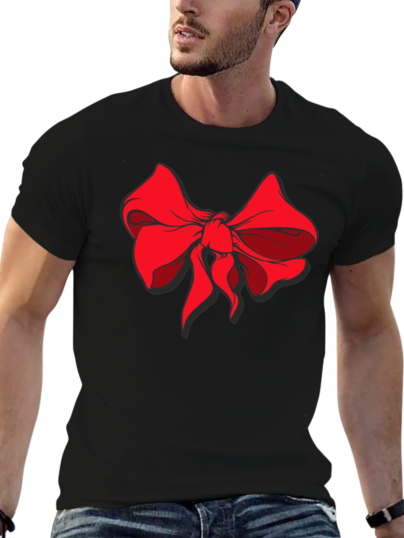 Bold Bow Graphic Tee - Stylish Black Cotton Shirt