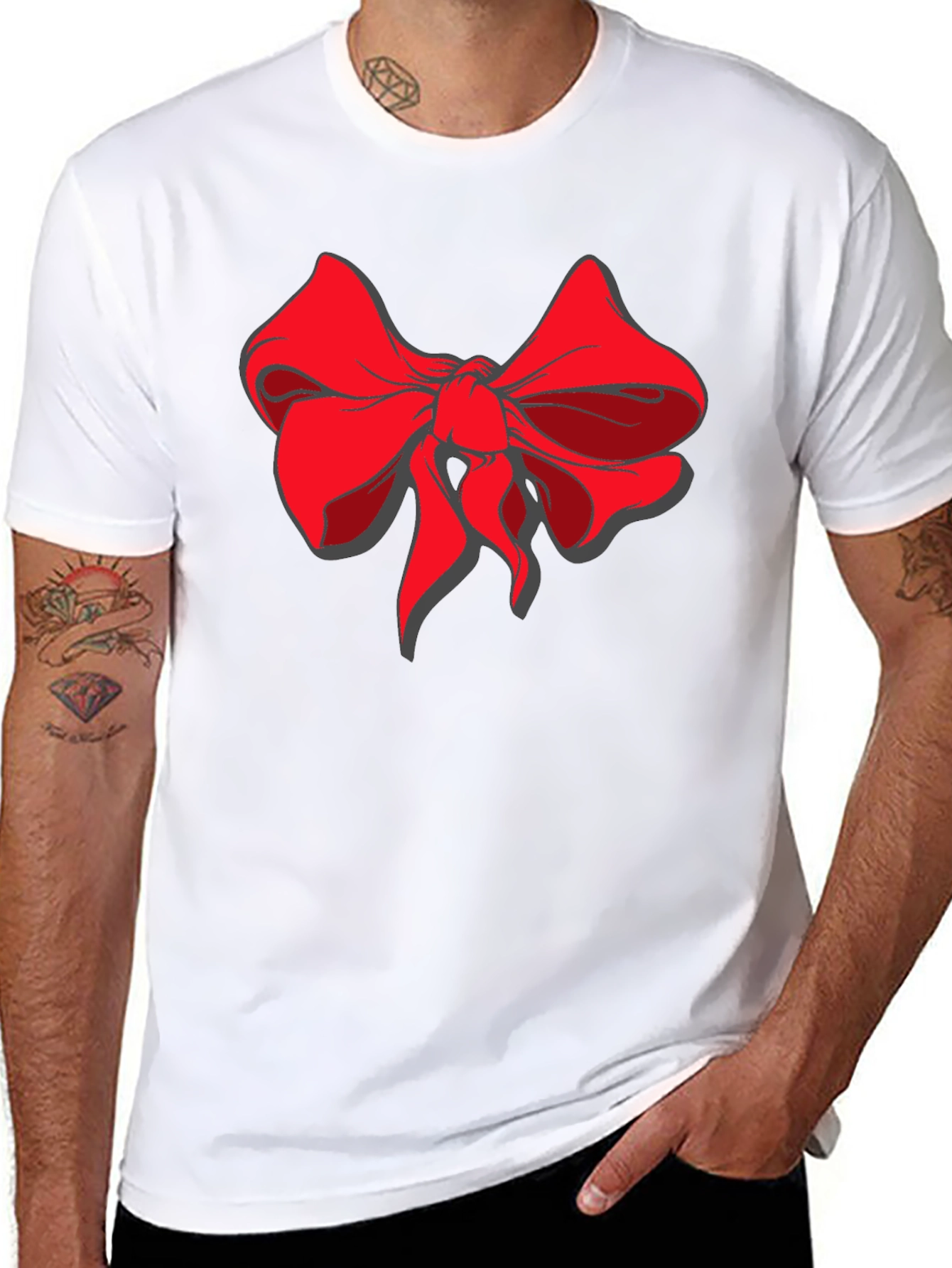 Bold Bow Graphic Tee - Stylish Black Cotton Shirt