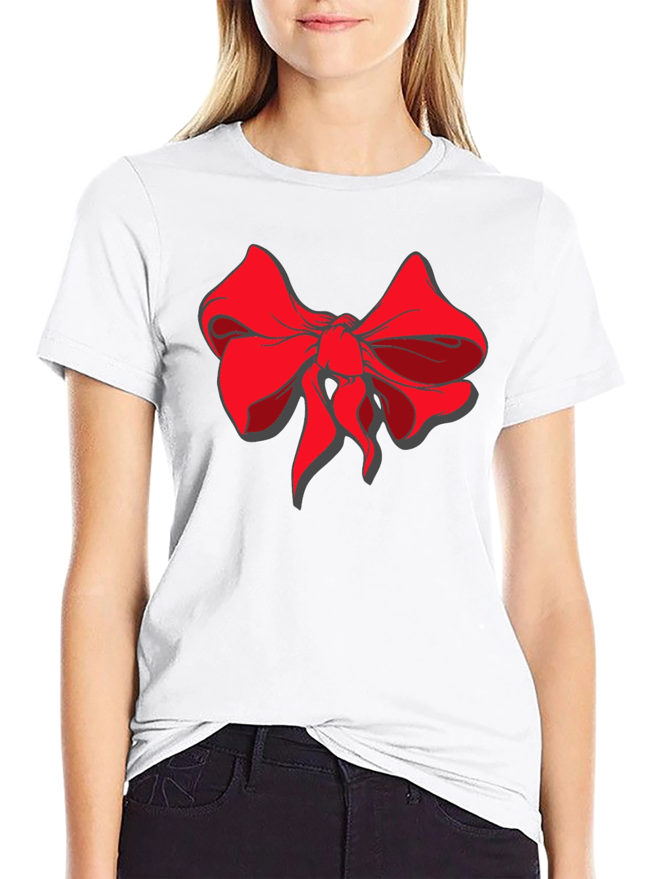 Bold Bow Graphic Tee - Stylish Black Cotton Shirt
