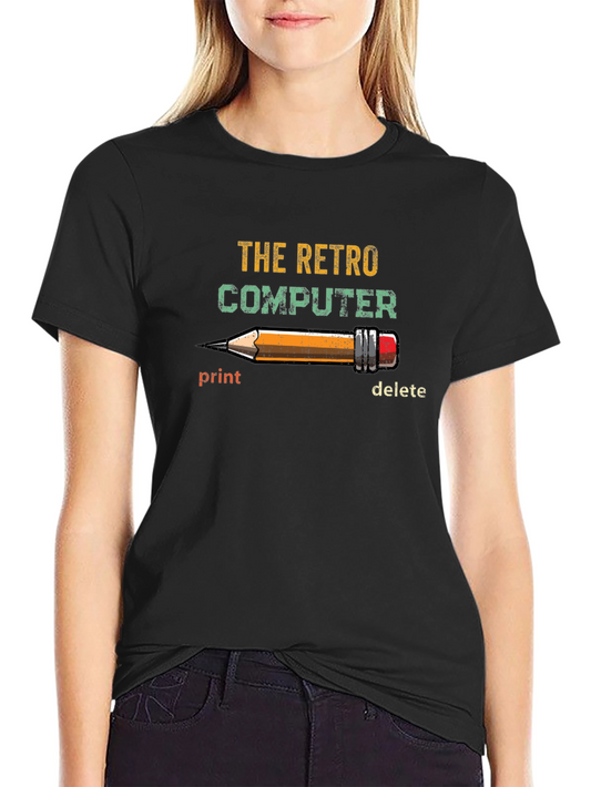 Retro Computer Pencil Print Graphic Tee