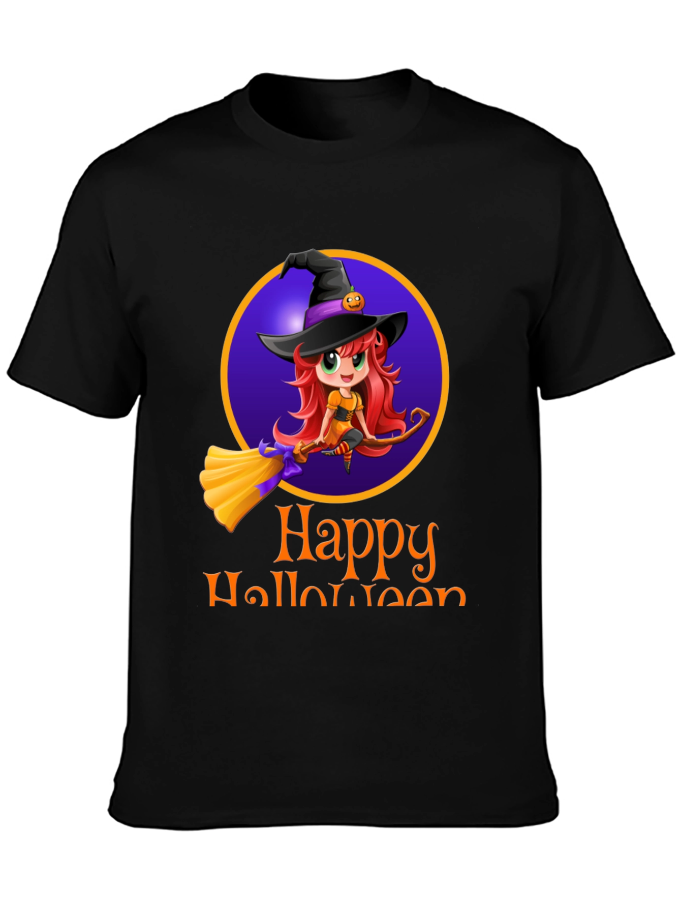 Happy Halloween Witch T-Shirt - Mens Black Tee