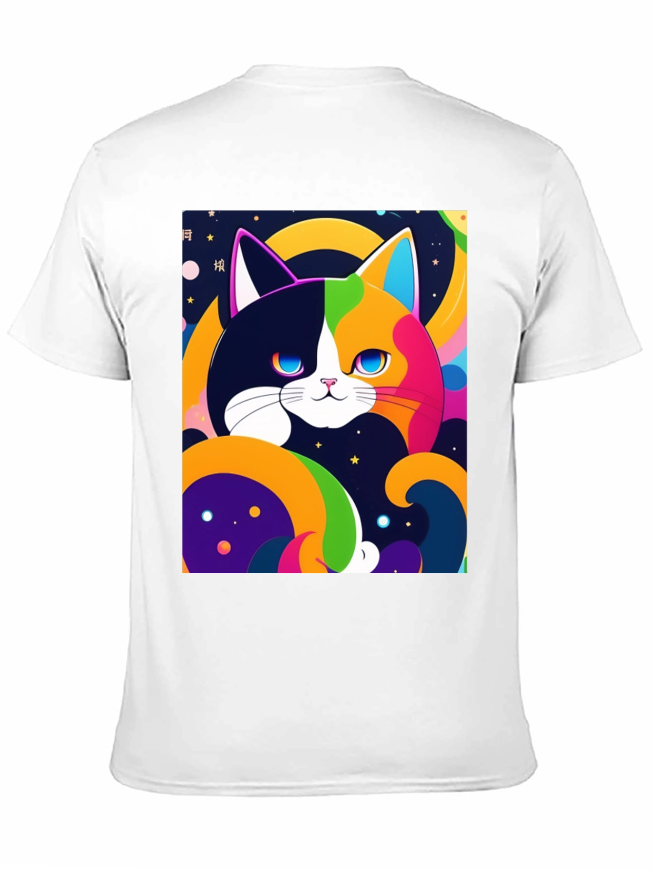 Colorful Cat Graphic T-Shirt