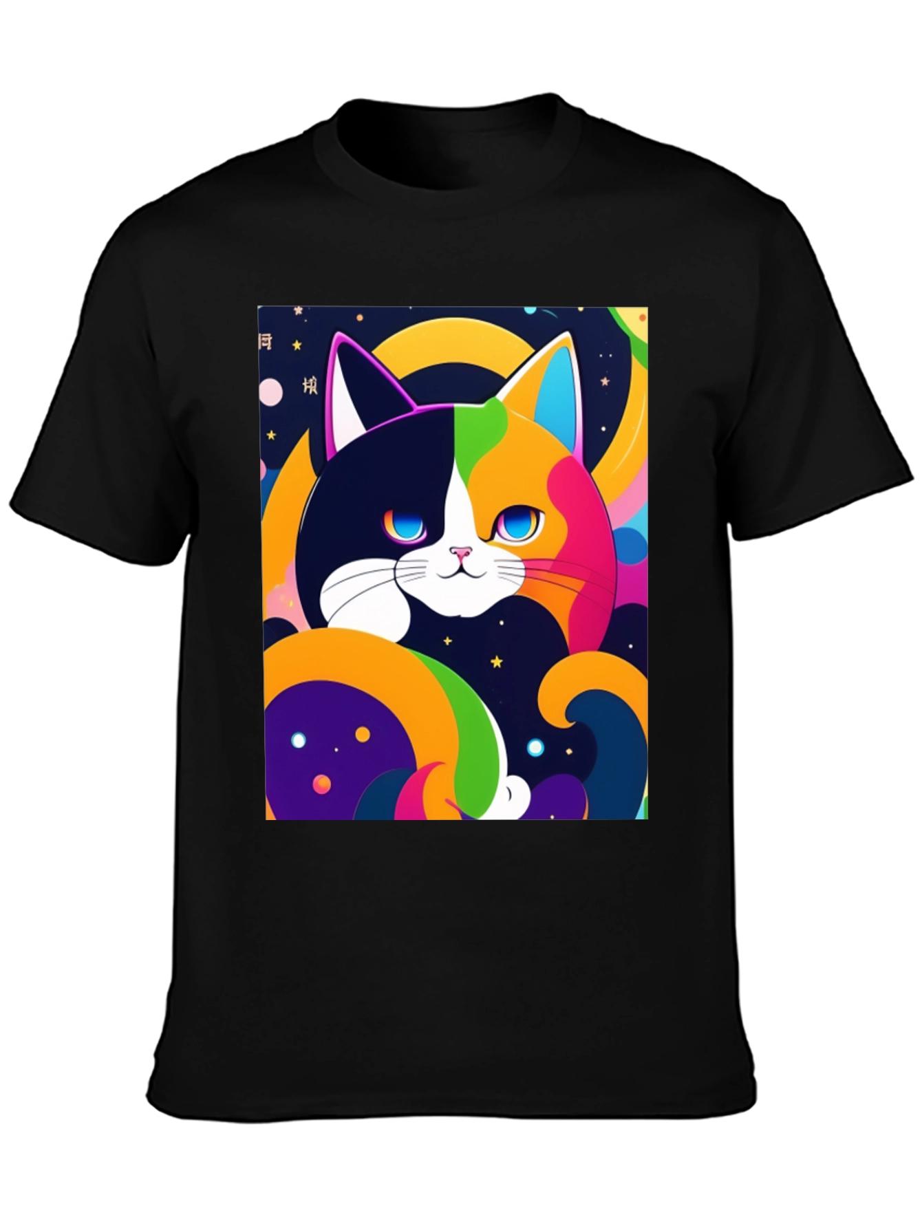 Colorful Cat Graphic T-Shirt