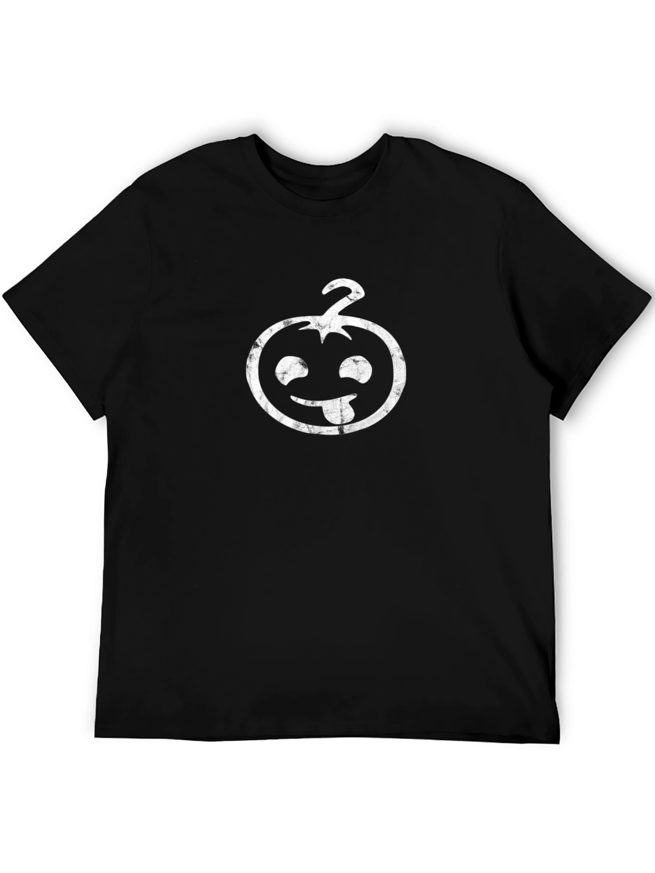 Funny Pumpkin Face Graphic Tee - Black Cotton Shirt