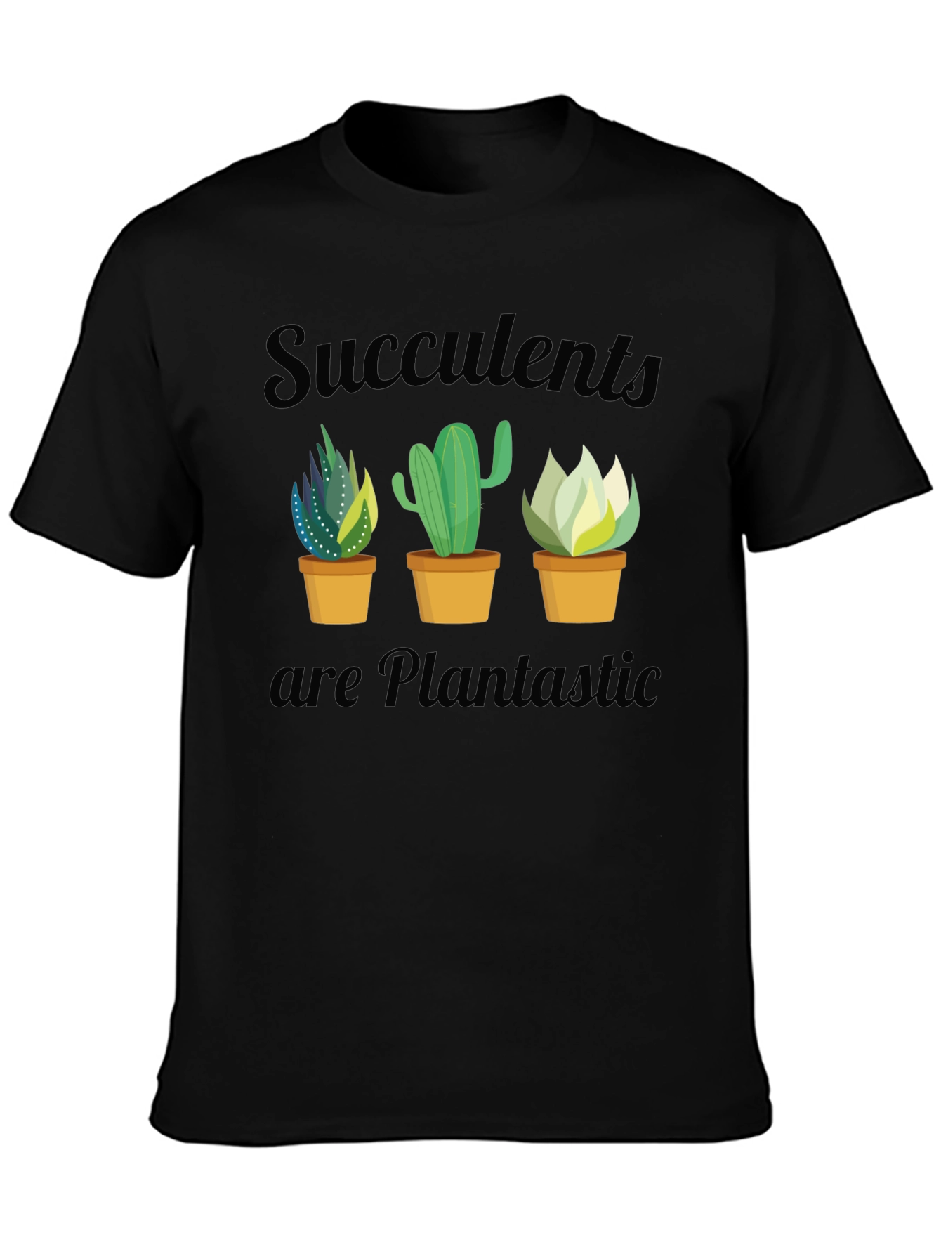 Succulent Plantastic Graphic T-Shirt - Black