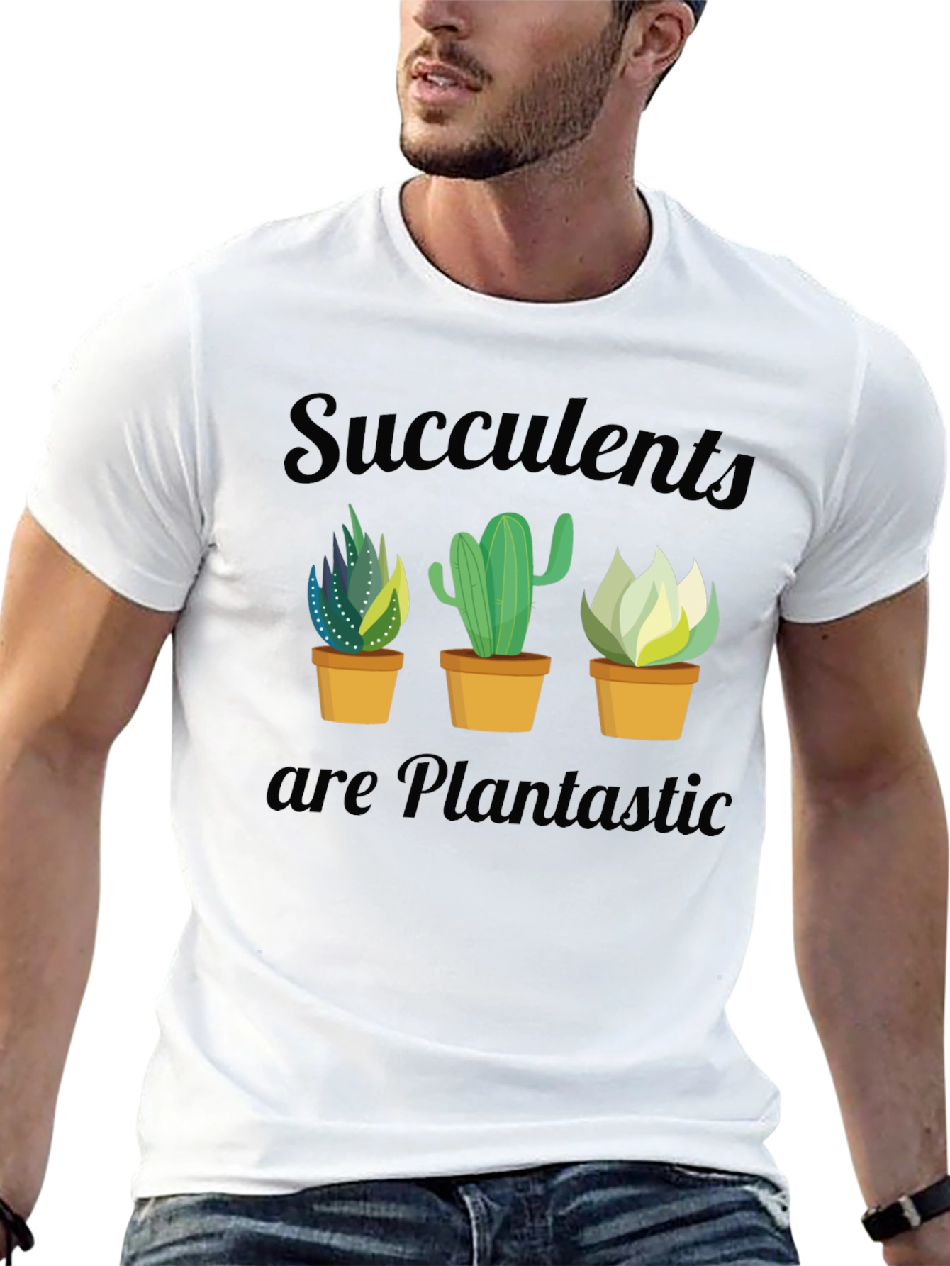 Succulent Plantastic Graphic T-Shirt - Black
