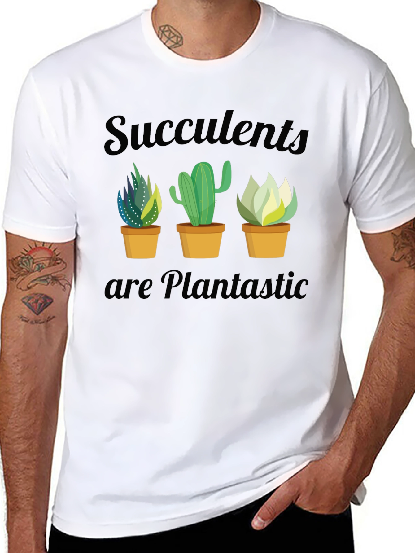 Succulent Plantastic Graphic T-Shirt - Black