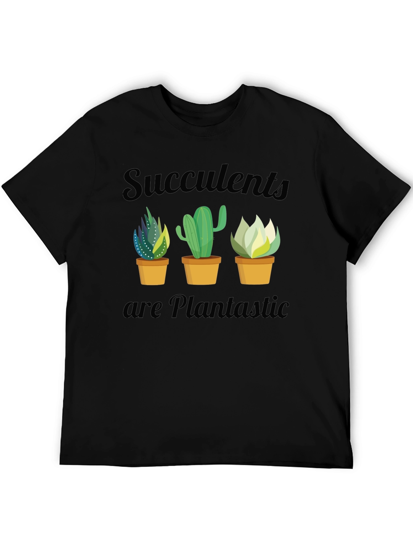 Succulent Plantastic Graphic T-Shirt - Black