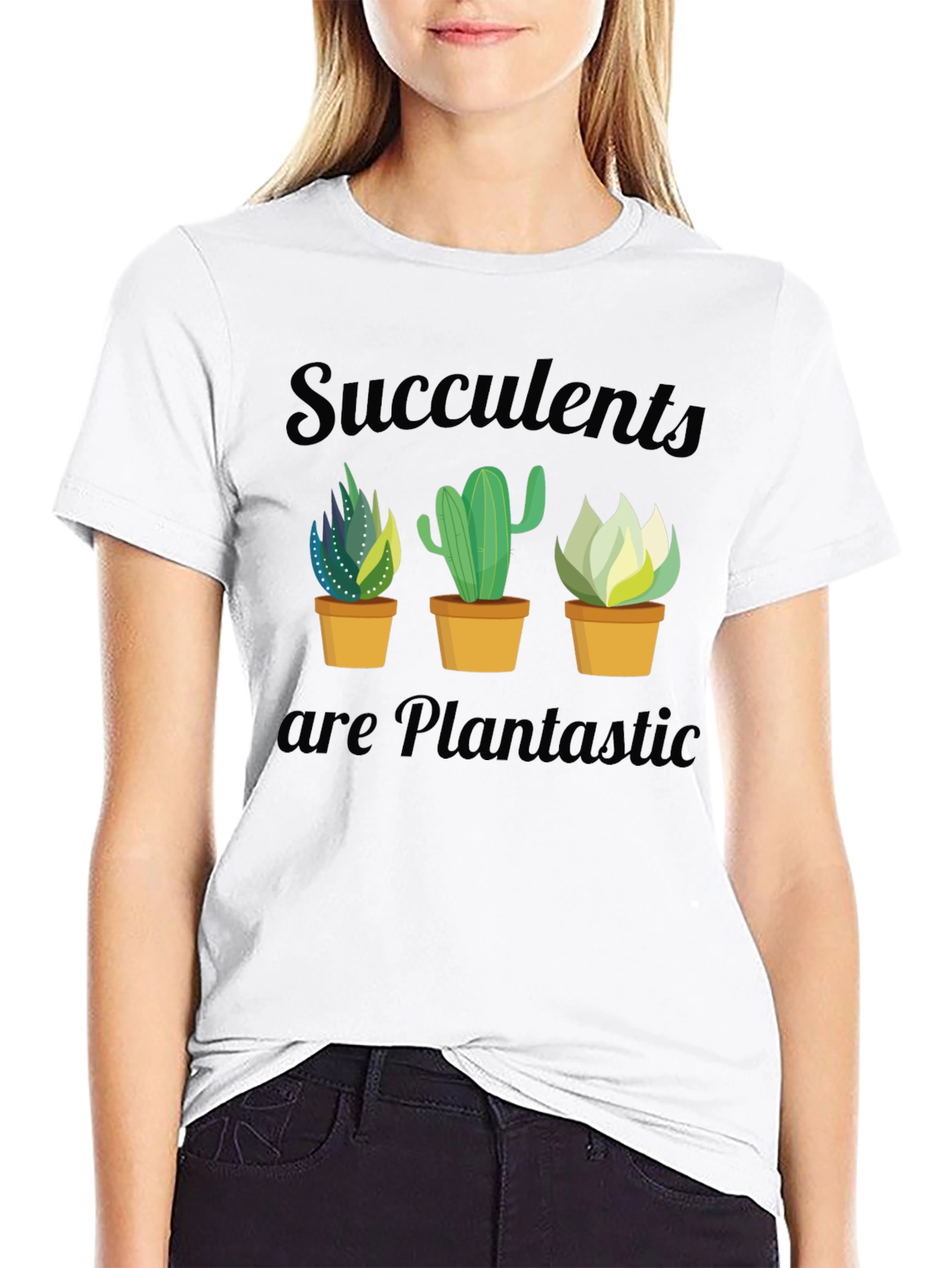 Succulent Plantastic Graphic T-Shirt - Black