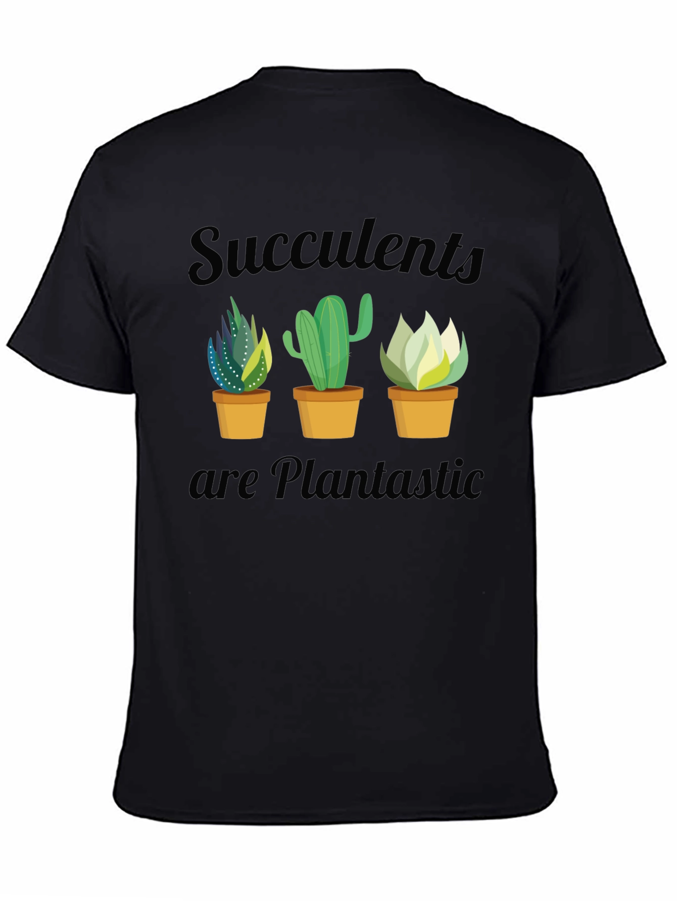Succulent Plantastic Graphic T-Shirt - Black