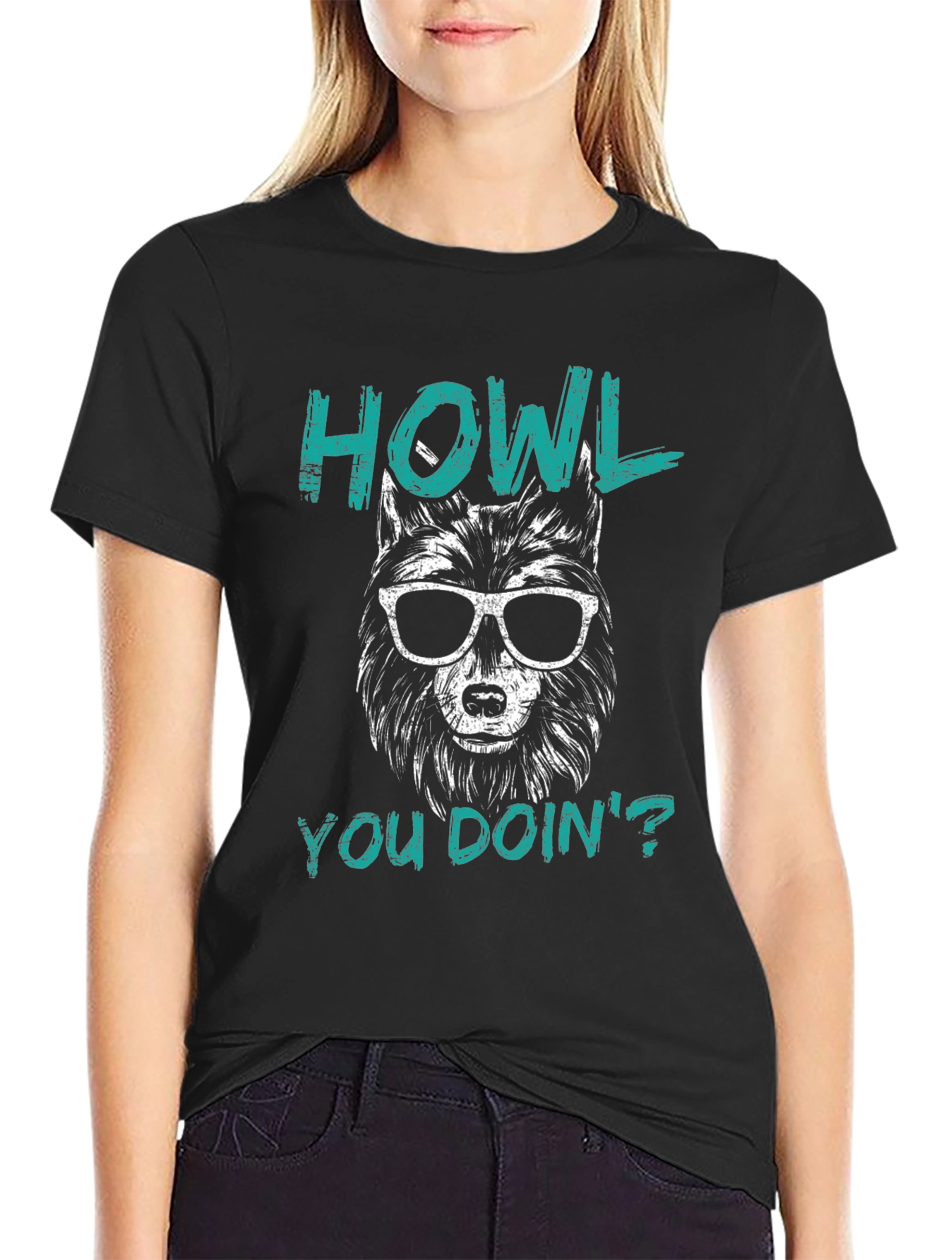Howl You Doin Wolf Graphic Tee - Black