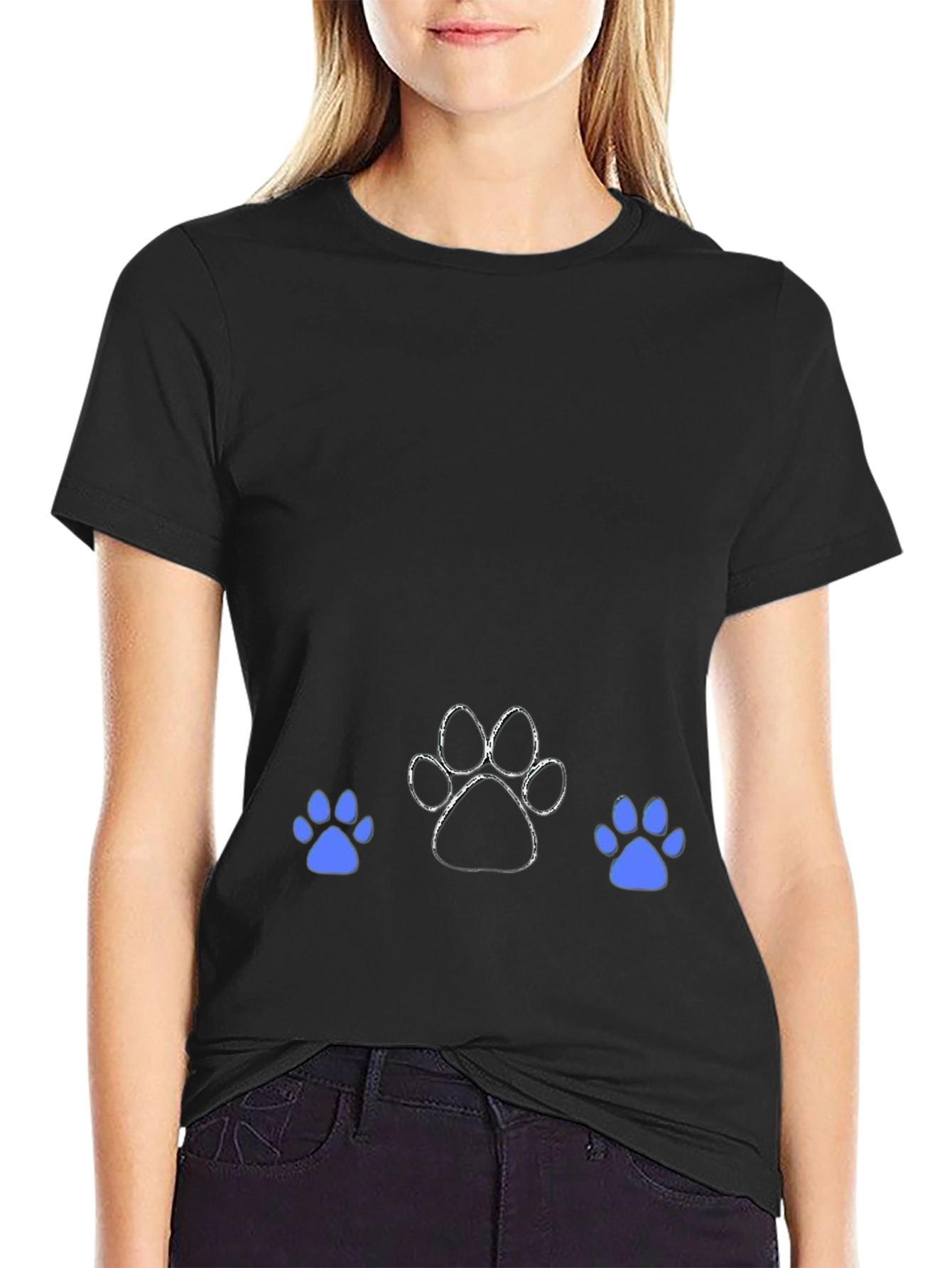 Dog Paw Print Graphic T-Shirt