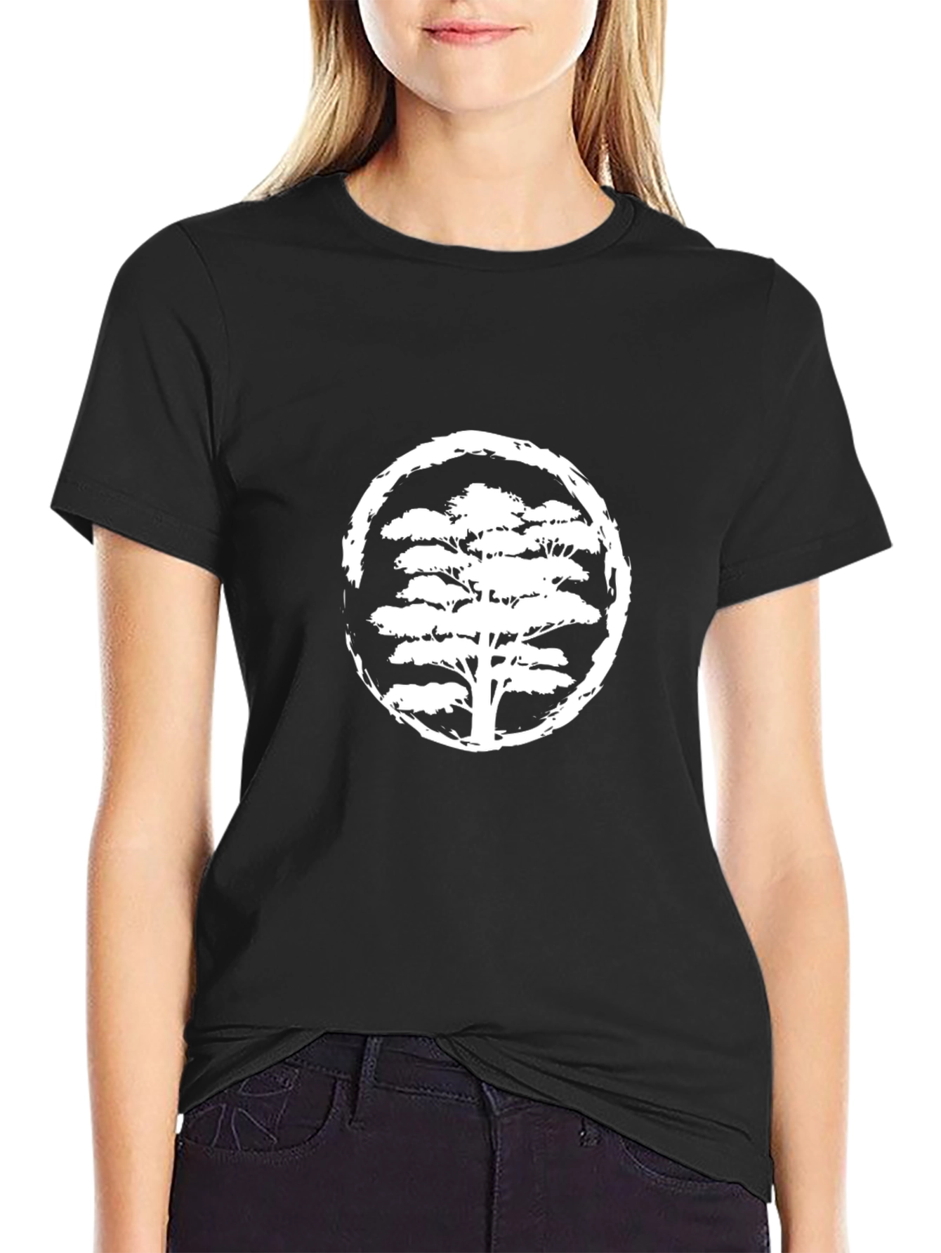 Zen Tree Graphic Tee - Black Cotton Shirt