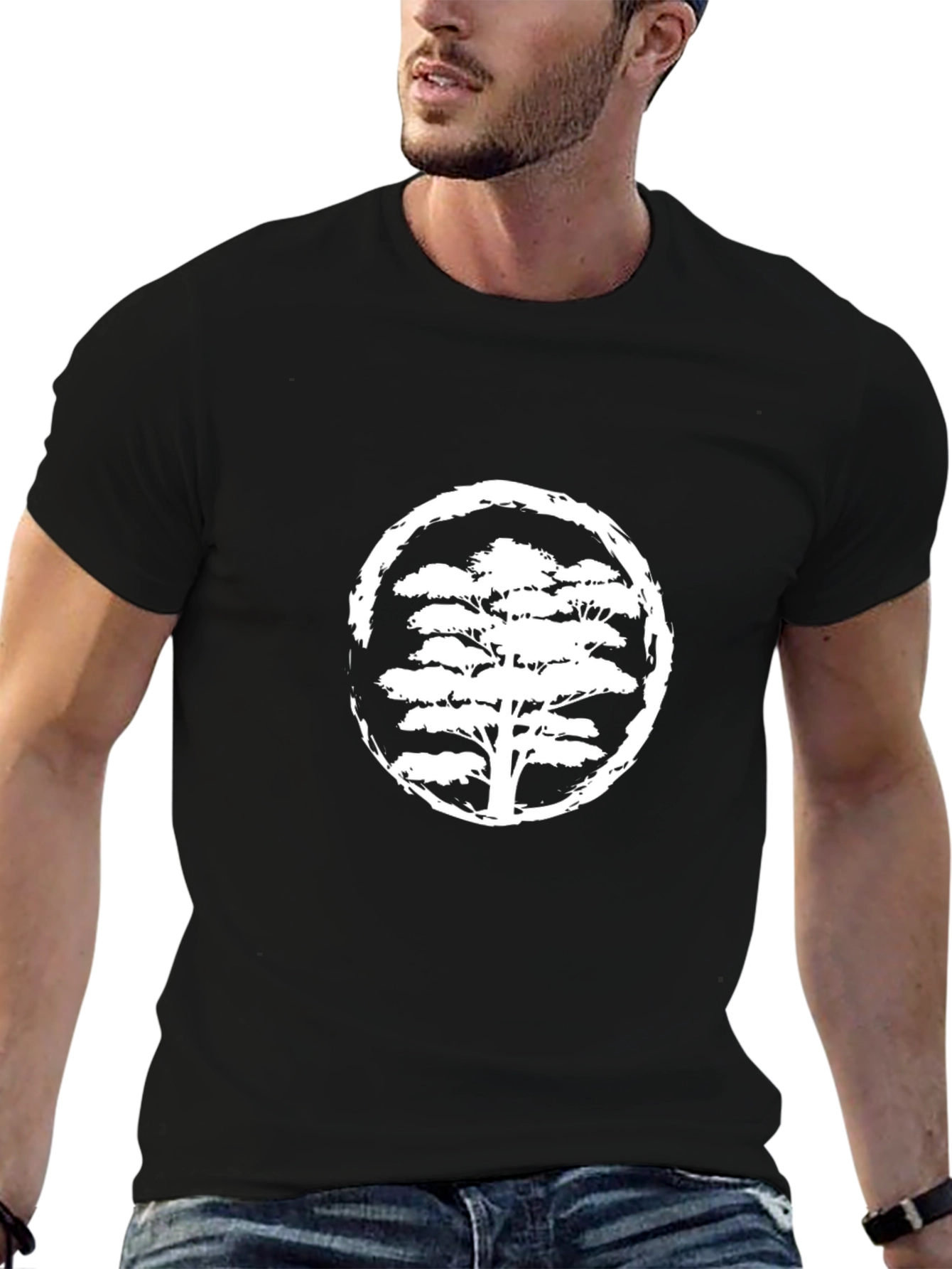 Zen Tree Graphic Tee - Black Cotton Shirt