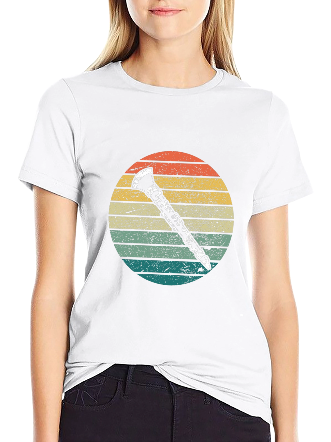 Retro Clarinet Sunset T-Shirt - Music Lover Tee