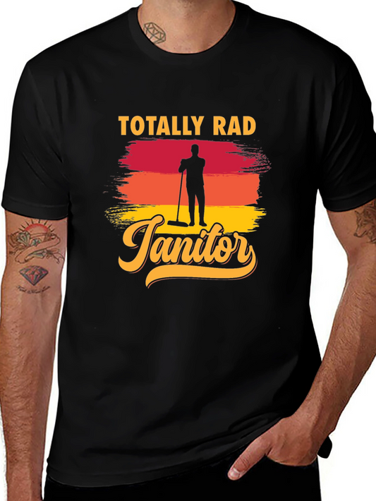 Totally Rad Janitor Graphic Tee - Black Cotton T-Shirt
