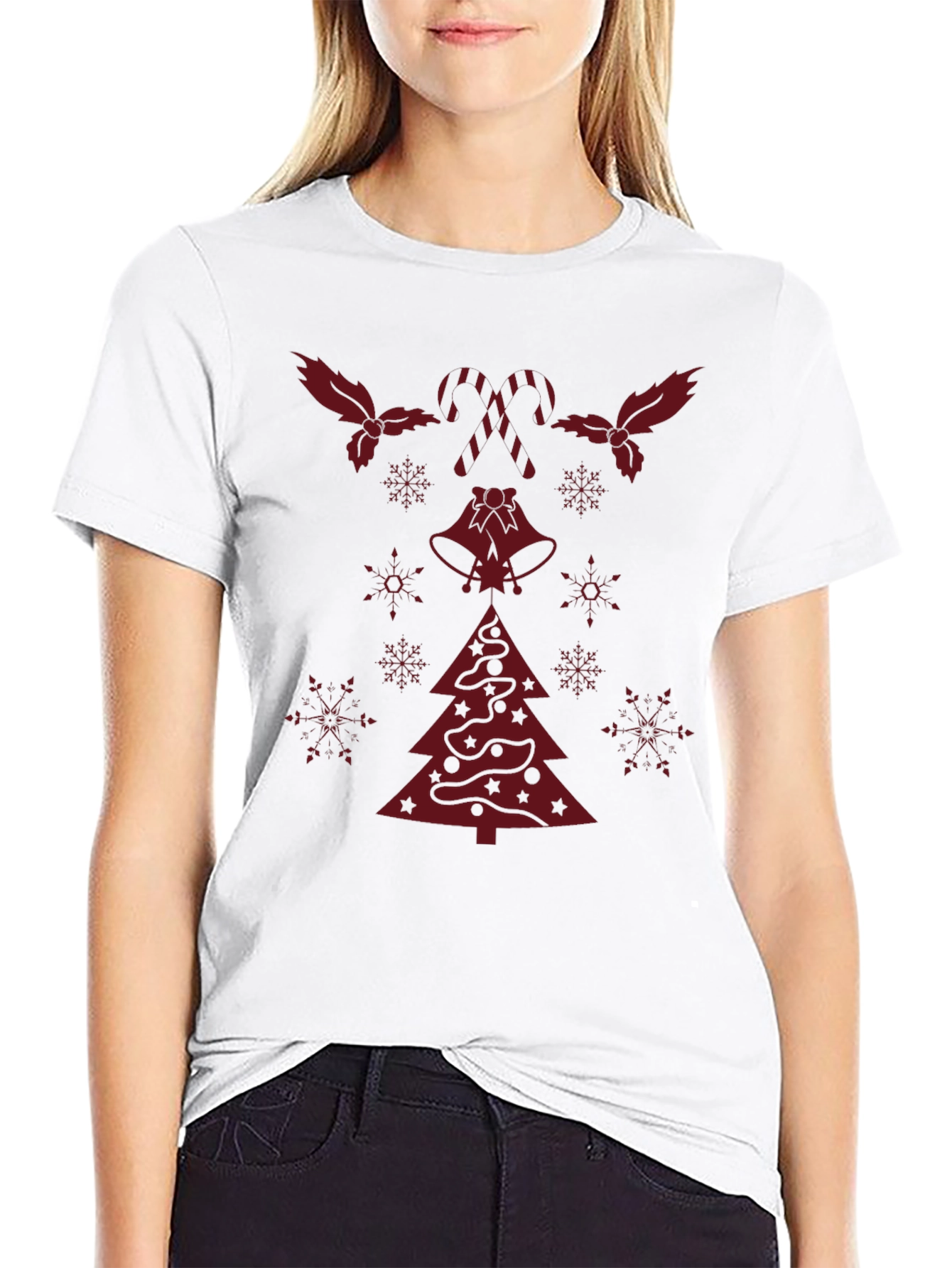 Festive Holiday T-Shirt with Christmas Tree & Candy Canes
