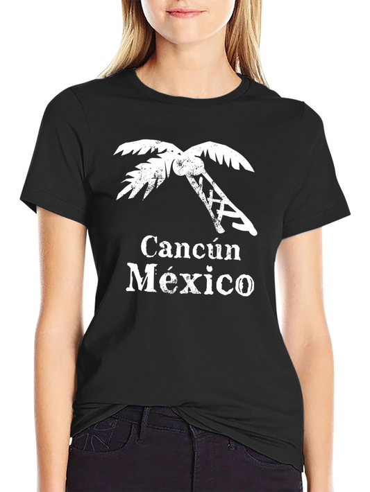 Cancun Mexico Palm Tree T-Shirt - Black
