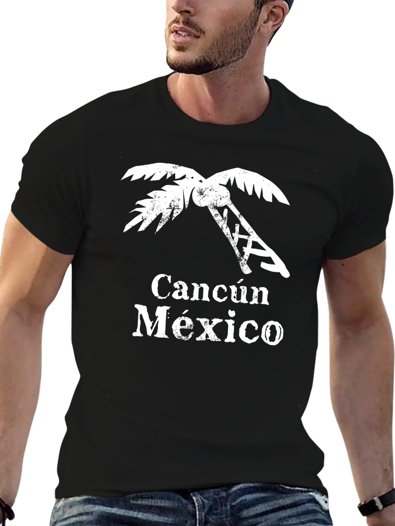 Cancun Mexico Palm Tree T-Shirt - Black