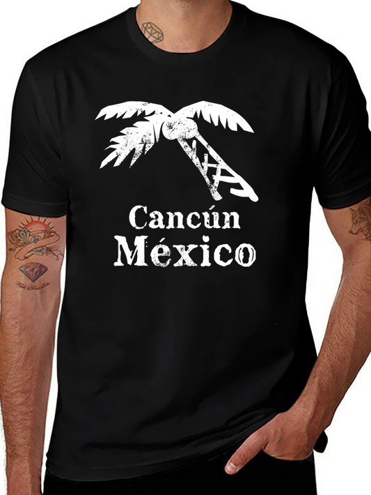 Cancun Mexico Palm Tree T-Shirt - Black