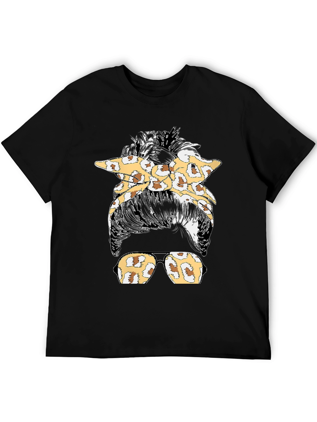Leopard Print Messy Bun T-Shirt