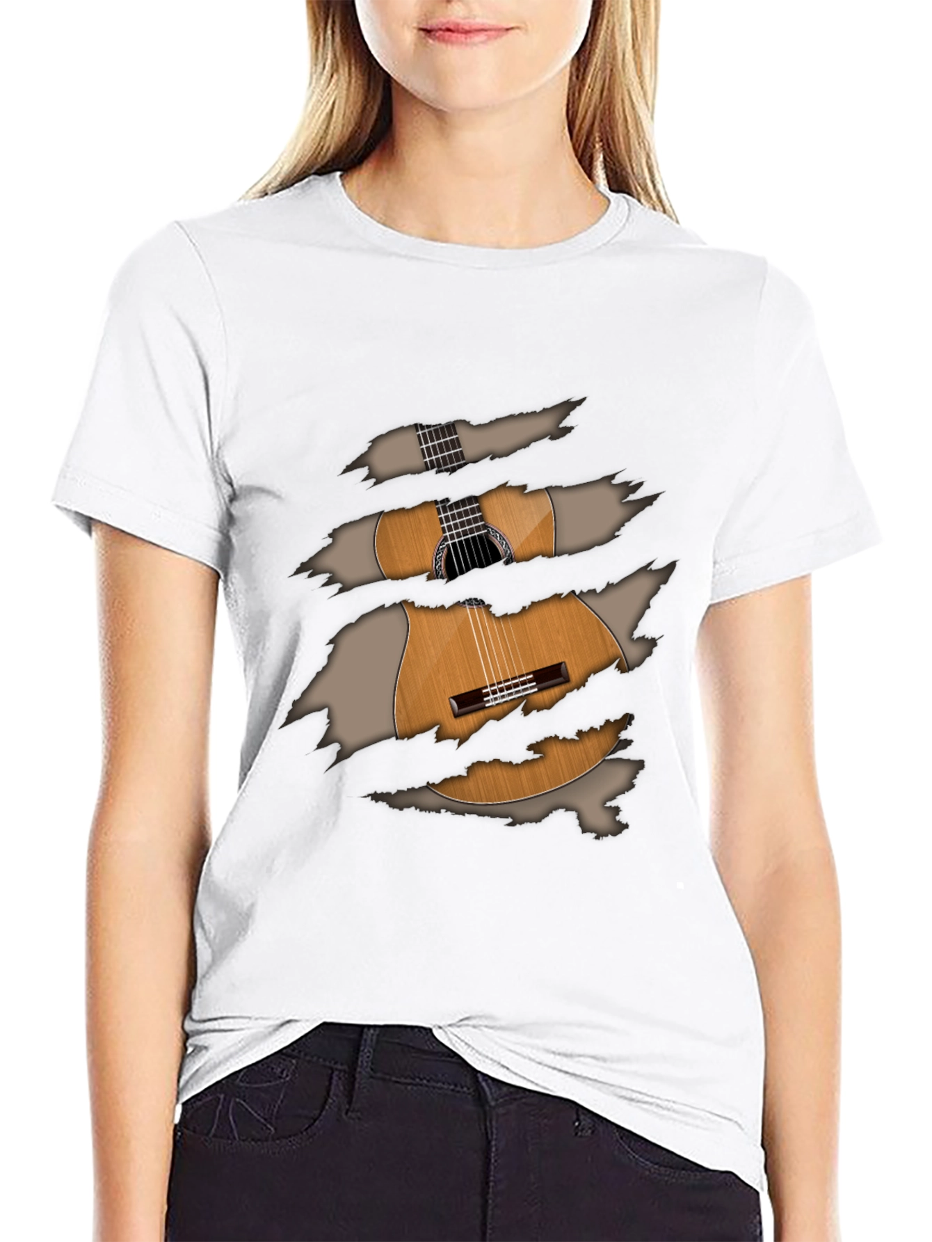 Guitar Ripped T-Shirt - Unique Musical Tee
