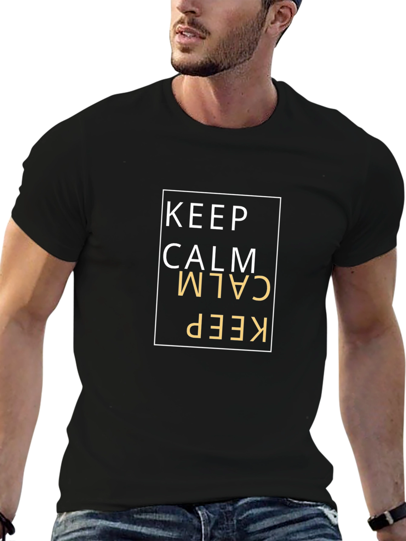 Keep Calm Graphic Print Tee - Classic Black