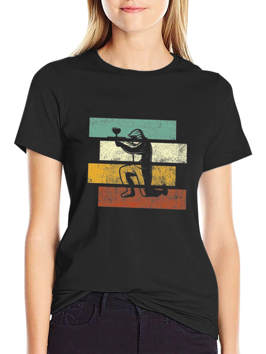 Retro Paintball Player Graphic Tee - Black
