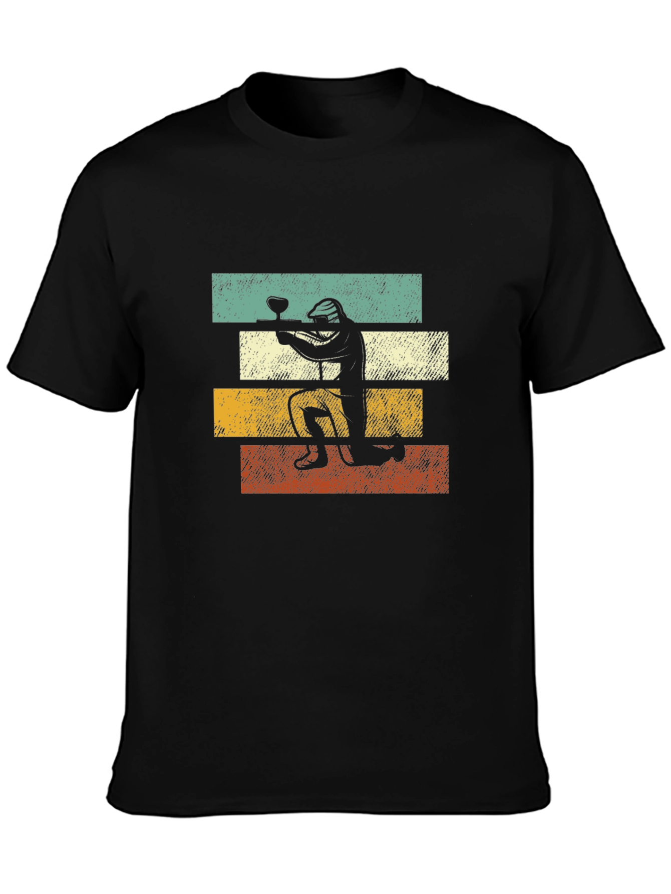 Retro Paintball Player Graphic Tee - Black
