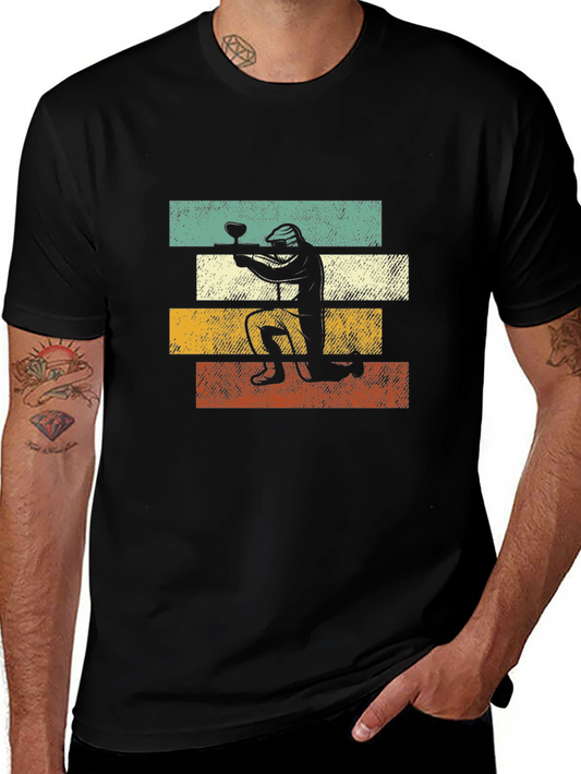 Retro Paintball Player Graphic Tee - Black