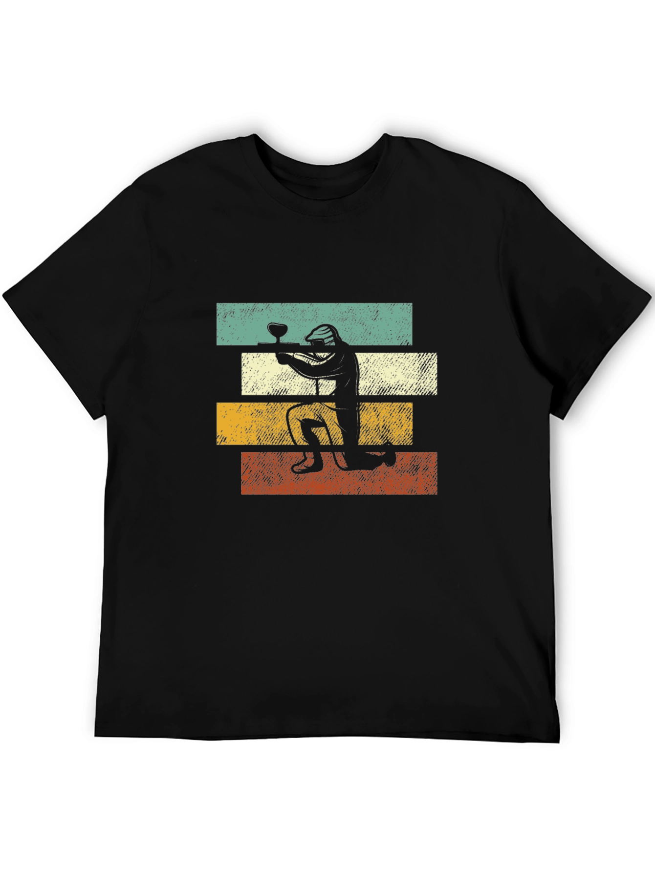 Retro Paintball Player Graphic Tee - Black