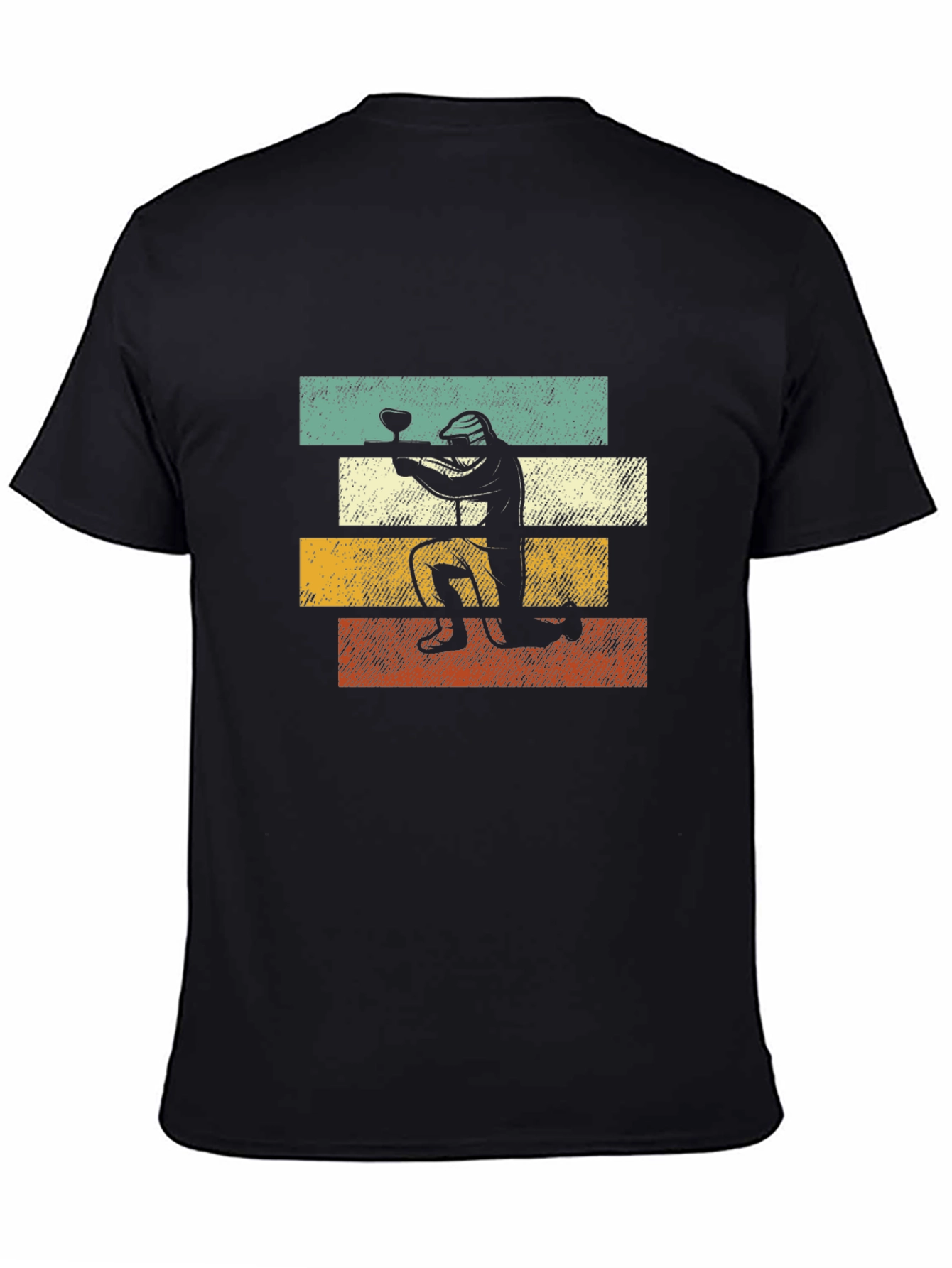 Retro Paintball Player Graphic Tee - Black