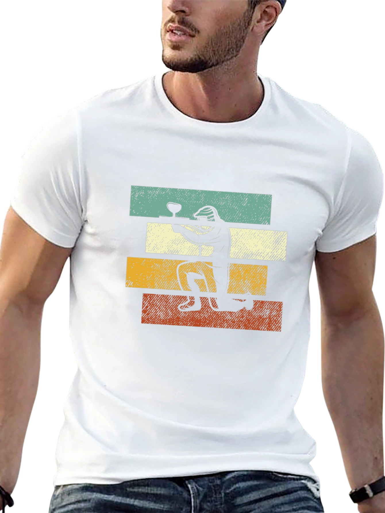 Retro Paintball Player Graphic Tee - Black