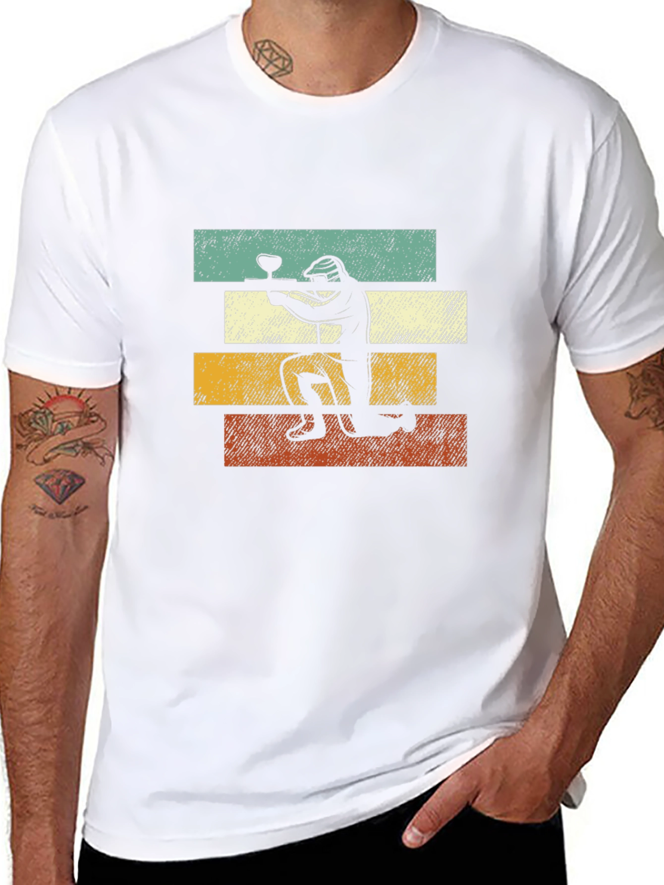 Retro Paintball Player Graphic Tee - Black