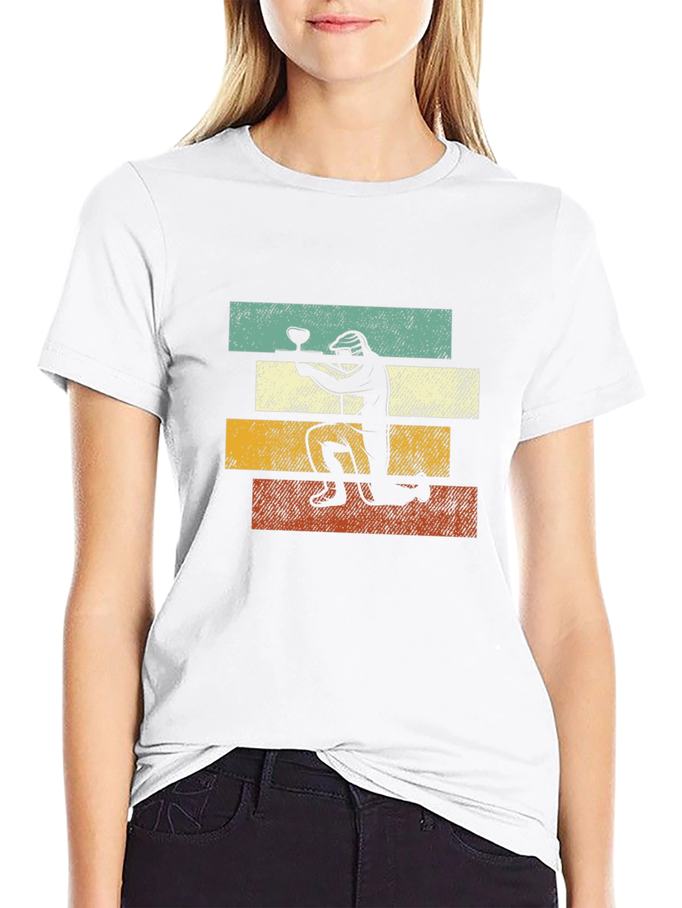 Retro Paintball Player Graphic Tee - Black